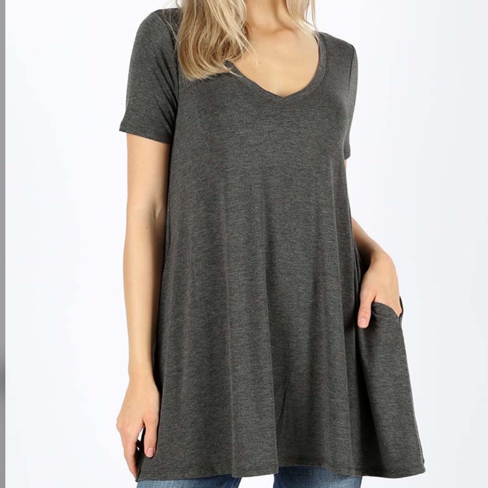 Zenana V Neck Flare Top